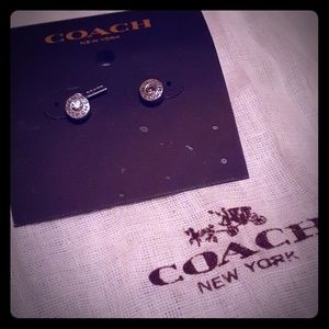 Silver-tone Coach Stud Earrings
